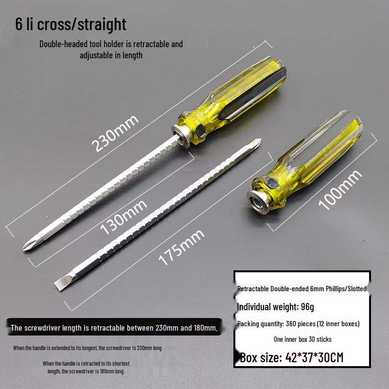 Magnetic Dual-Use Phillips & Flathead Retractable Screwdriver for Furniture & Home Improvement (3mm, 5mm, 6mm)