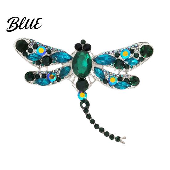 Brooch Electroplated Alloy Brooch Dragonfly Pin with Sparkling Rhinestones Inlaid