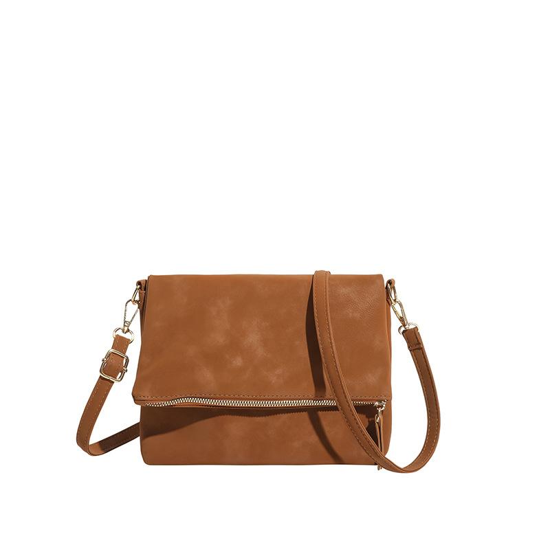 

Trendy Women Crossbody Bag Fashi Texture Simple and Versatile Shoulder Bag Large Capacity Lightweight and Casual Saddle Bag коричневый