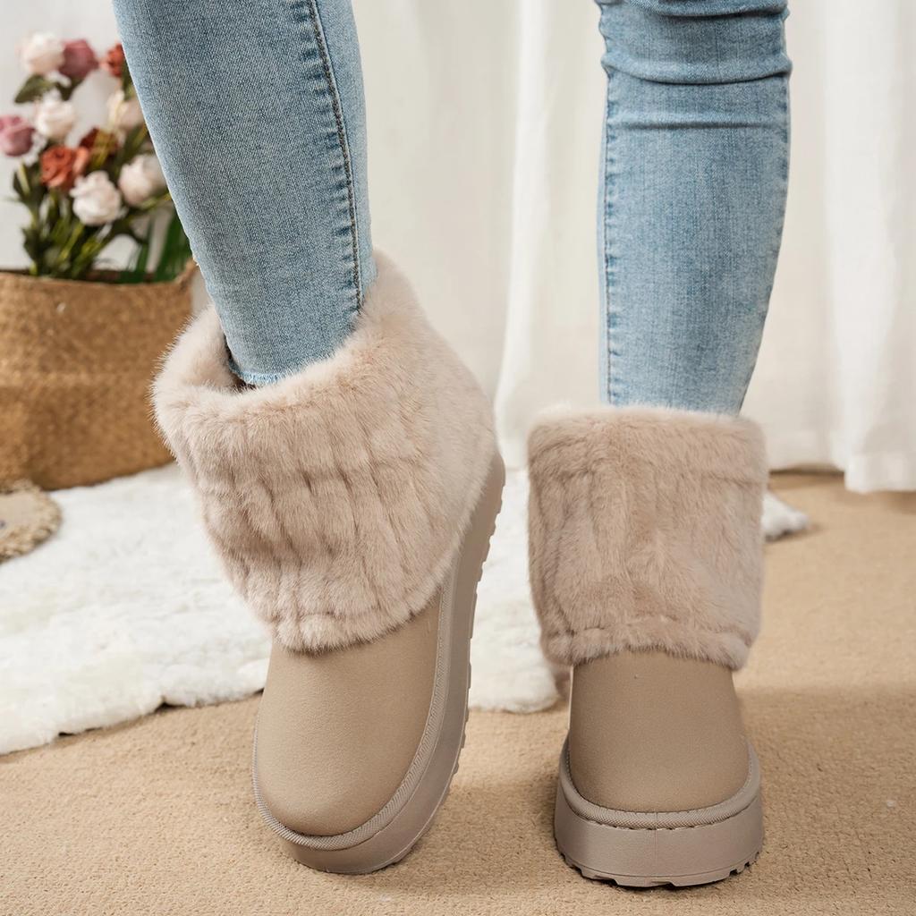 Fashion High Quality Women Snow Ankle Boots Fashion Fluffy Plush Faux Fur Soft Boots Winter Indoor Comfortable Warm Cotton Shoes Women
