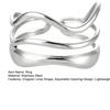 Women Ring Three Layer Irregular Lines Shape Adjustable Opening Design Finger Ring Stainless Steel Finger Band Versatile Jewelry Gift