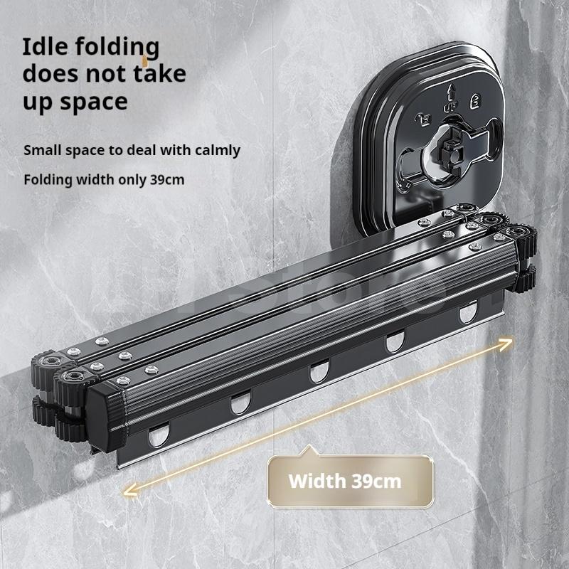 LH 1 Pc Retractable Clothes Drying Rack Foldable Suction Cup Wall Mounted Clothing Drying Hanger for Bedroom Living Room