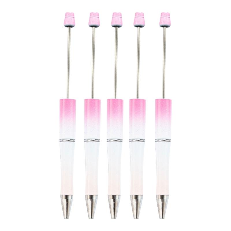 5PCS Beaded Ballpoint Pen Retractable Ballpoint Pen Decompression Pen Toy