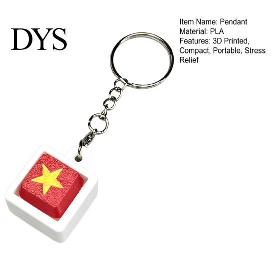 Tactile Mechanical Switch Clicker Five-Star Red Flag Keyboard Fidget Toy, 3D Printed Decompression Button Fun Desk Toy for Stress Reduction Keychain,