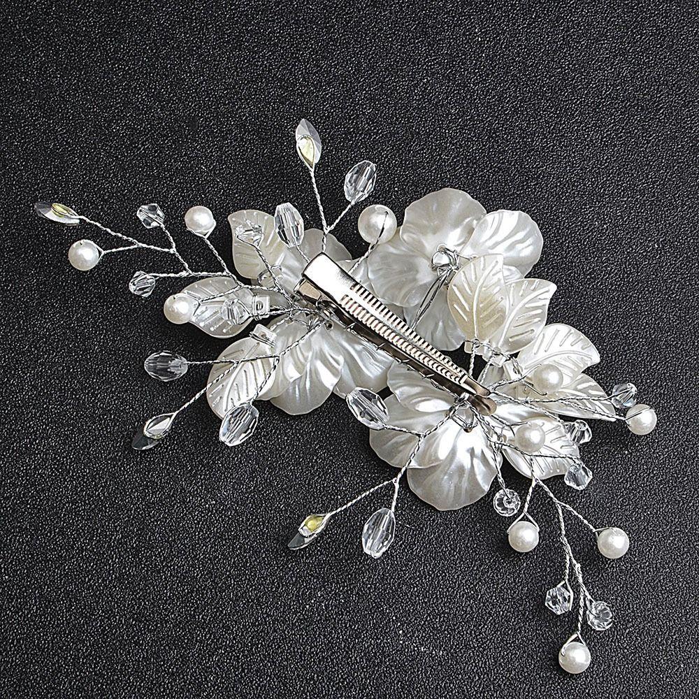 Crystal Pearl Flower Bridal Headwear White Wedding Hairpin New Bride Headdress  Hair Jewelry