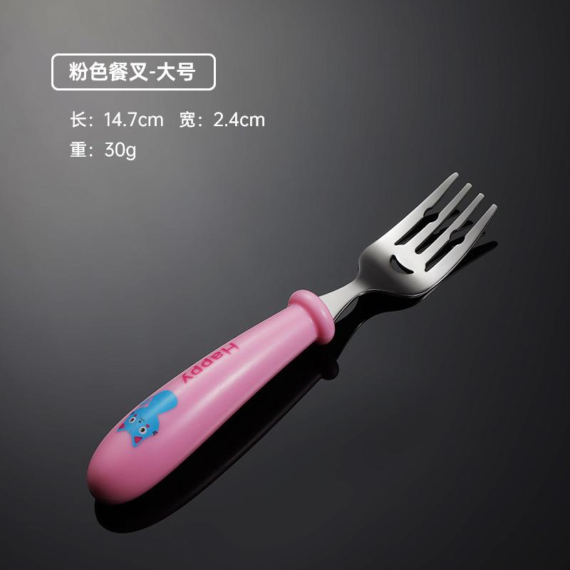 304 stainless steel children's fork and spoon portable tableware blue cat cute baby pattern small gift western food