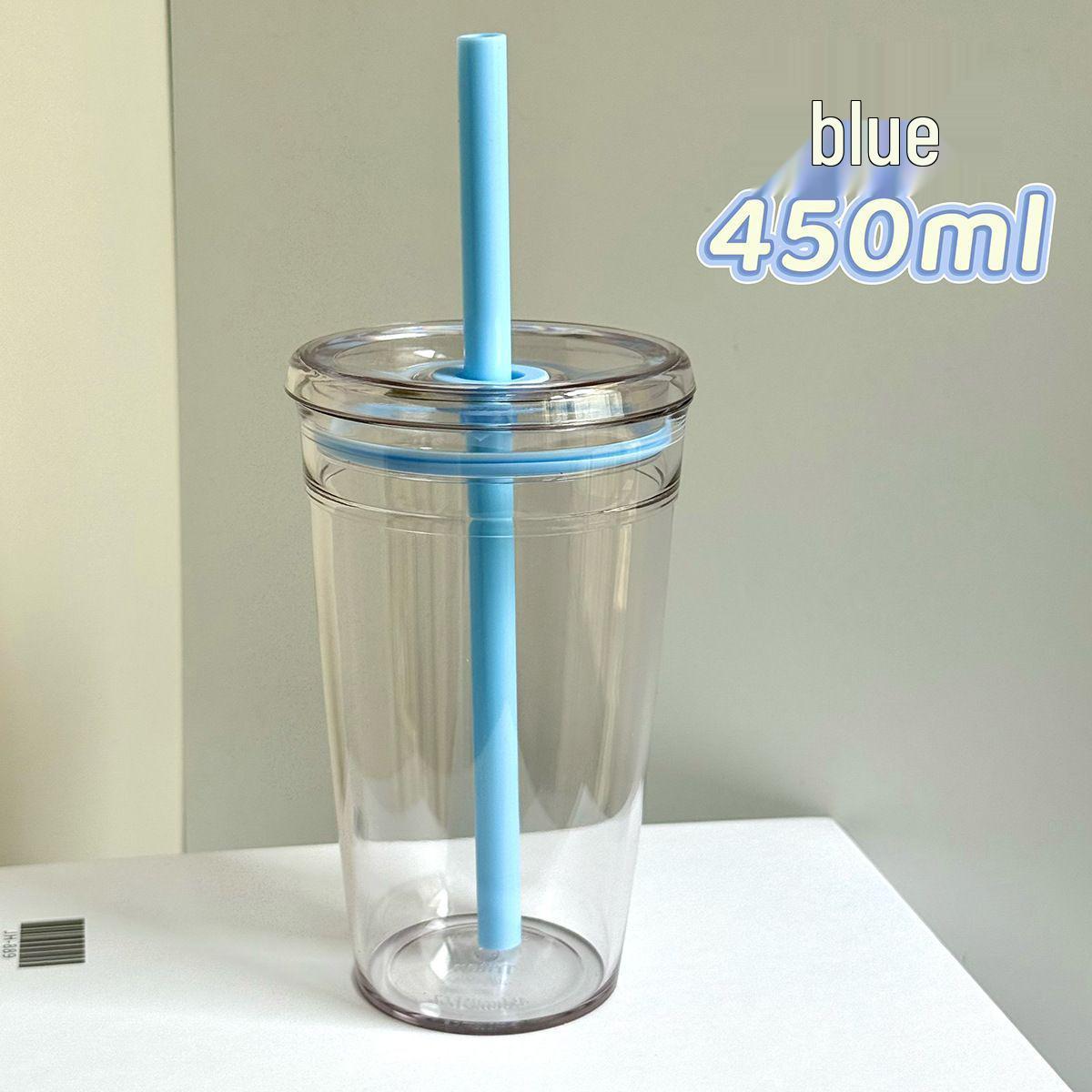 High-Value Transparent Coffee & Milk Tea Cup with Logo 450ml синий