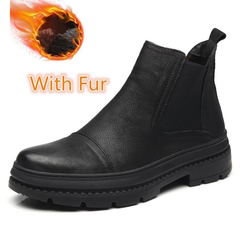 Herbst Winter Herren Chelsea Boots Leder Freizeitschuhe Männlich Britischer Stil Schlupfschuh Bequemer Knöchel Kurzer Stiefel Für Männer Motorrad