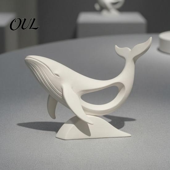 Durable PLA Sculpture Minimalist Hollow Whale Figurine, 3D Printed Matte Animal for Artistic Desktop Decoration Home Office Desk Decor, Modern Statues