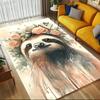 1pc Sloth Floral Themed Rug for Home Decor, Non-slip Office Carpet, Chair Mat, Outdoor Mat, Christmas and Halloween Gifts-0731024