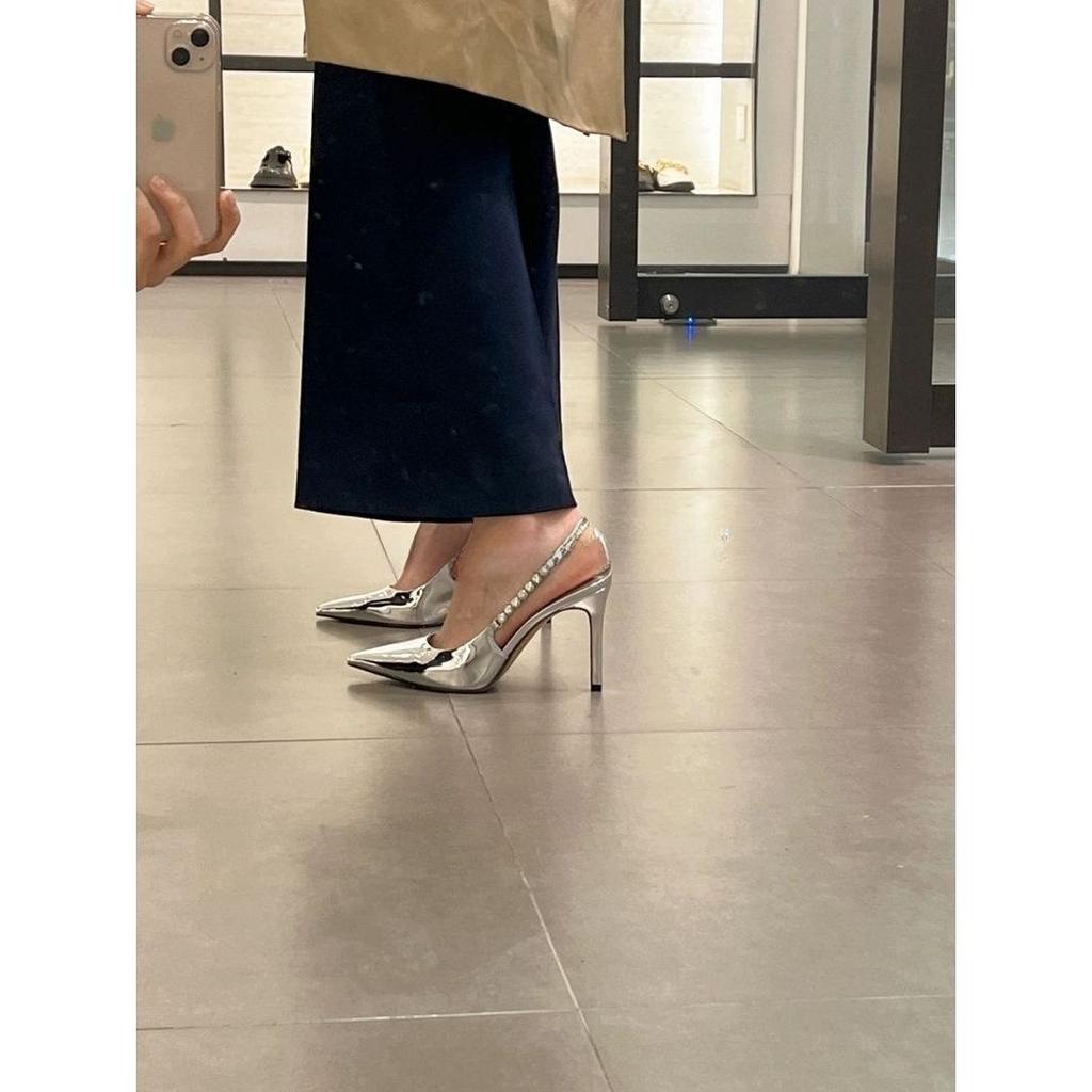 2025 new popular fairy style high heels silver thin heel European and American style temperament back empty sandals single shoes ins