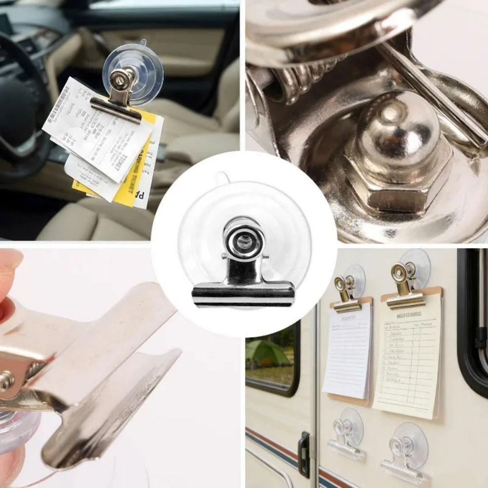 4Pcs Transparent Suction Cup Clip Detachable Suction Cup Clamp Windshield Ticket Clip Glass Surface