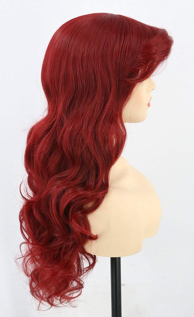 Topcosplay Meerjungfrauenprinzessin Cosplay Rotes Lockiges Halloween Theater Kostenlos Schulnetz Inklusive Perücke, Perücke, Haare, Perücke, Kostüm, Kostüm, Größe, Festival, (Wein