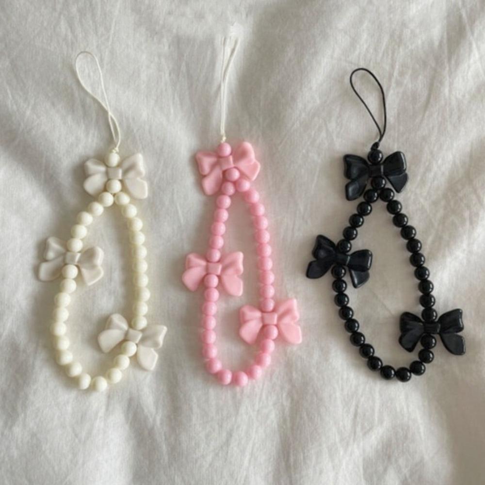 Bowknot Bow Beaded Phone Strap Sweet Key Chain Pendant Bowknot Phone Lanyard Gift