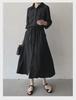 2024 Japanese & Korean Style Sleeveless Pocket Long Swing Casual Lapel Shirt Dress