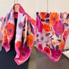 Luxury Floral Printed Square Scarf For Women Imitation Silk Scarves Bandanas Hijab Neckerchief Elegant Shawl Wraps