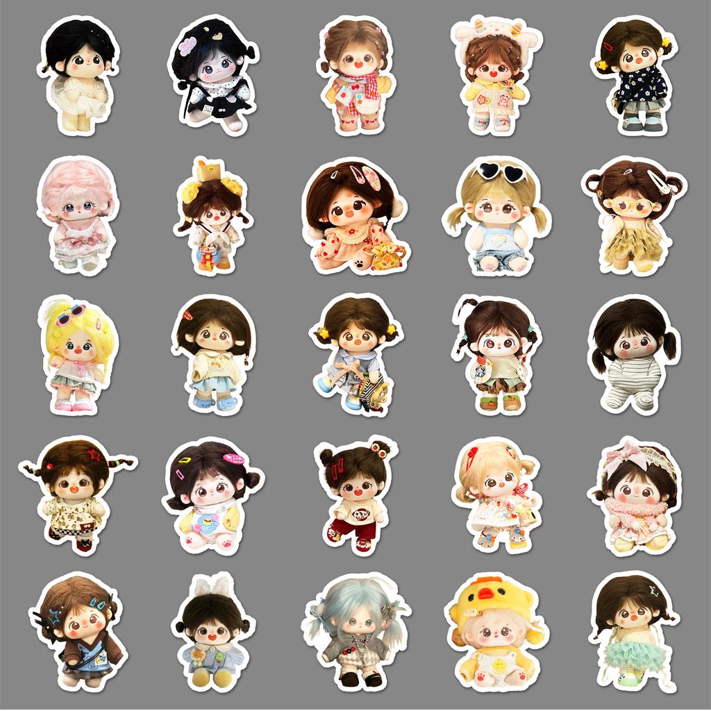 50 Cotton Doll Graffiti Stickers Cartoon Cute Doll Decorative Mobile Phone Case Water Cup Creative Stickers