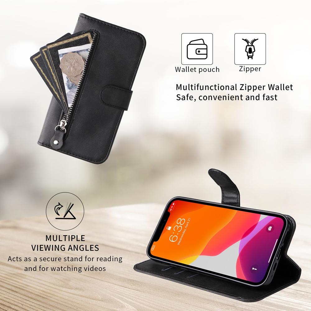 Magnetic Wallet Case for iPhone 17 Air 16e 16 15 14 13 12 11 8 7 6 Plus Pro X XS XR Max | Zipper Style Book Card | Premium Case
