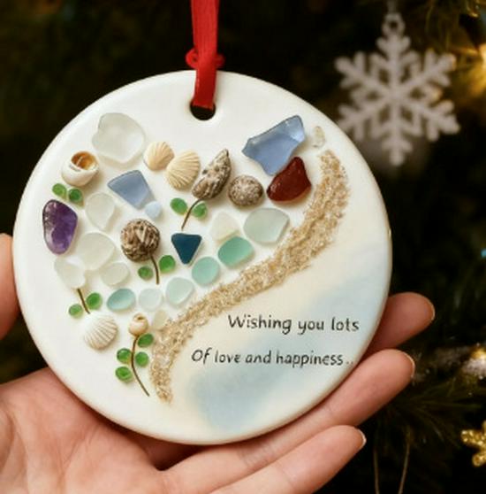 Cross-Border Friendship Sea Glass Heart Ornament