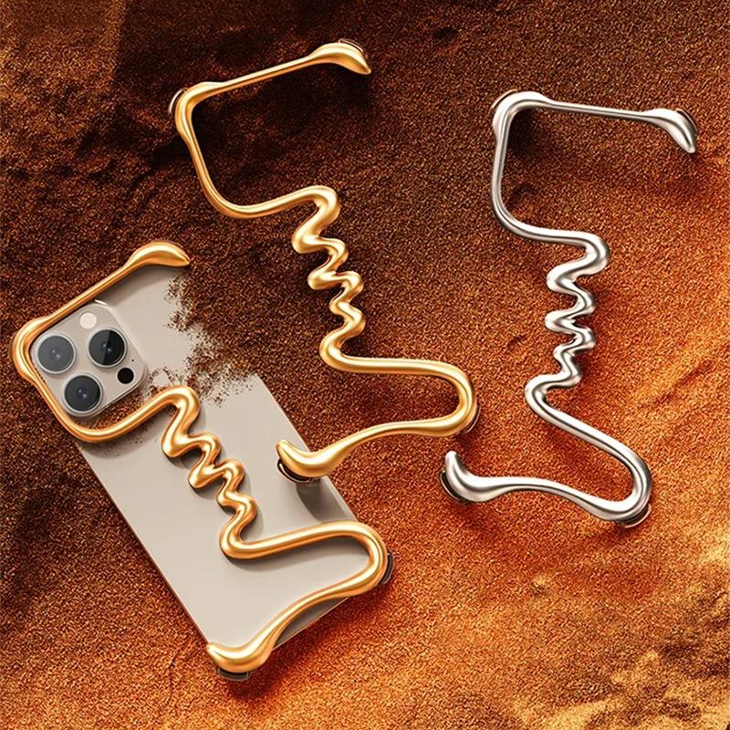 Husă de telefon de lux, metal 3D, fără cadru, pentru iPhone 14 15 16Pro Max 16Plus 15Pro, din aliaj de aluminiu, husă, husă de airbag, rezistentă la șocuri