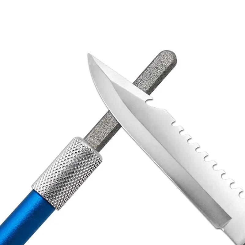 Mini Caneta Afiadora 2 em 1 Design de Caneta Bastão Afiador Portátil Multifuncional de Bolso para Anzóis de Pesca Gadgets de Cozinha ao Ar Livre