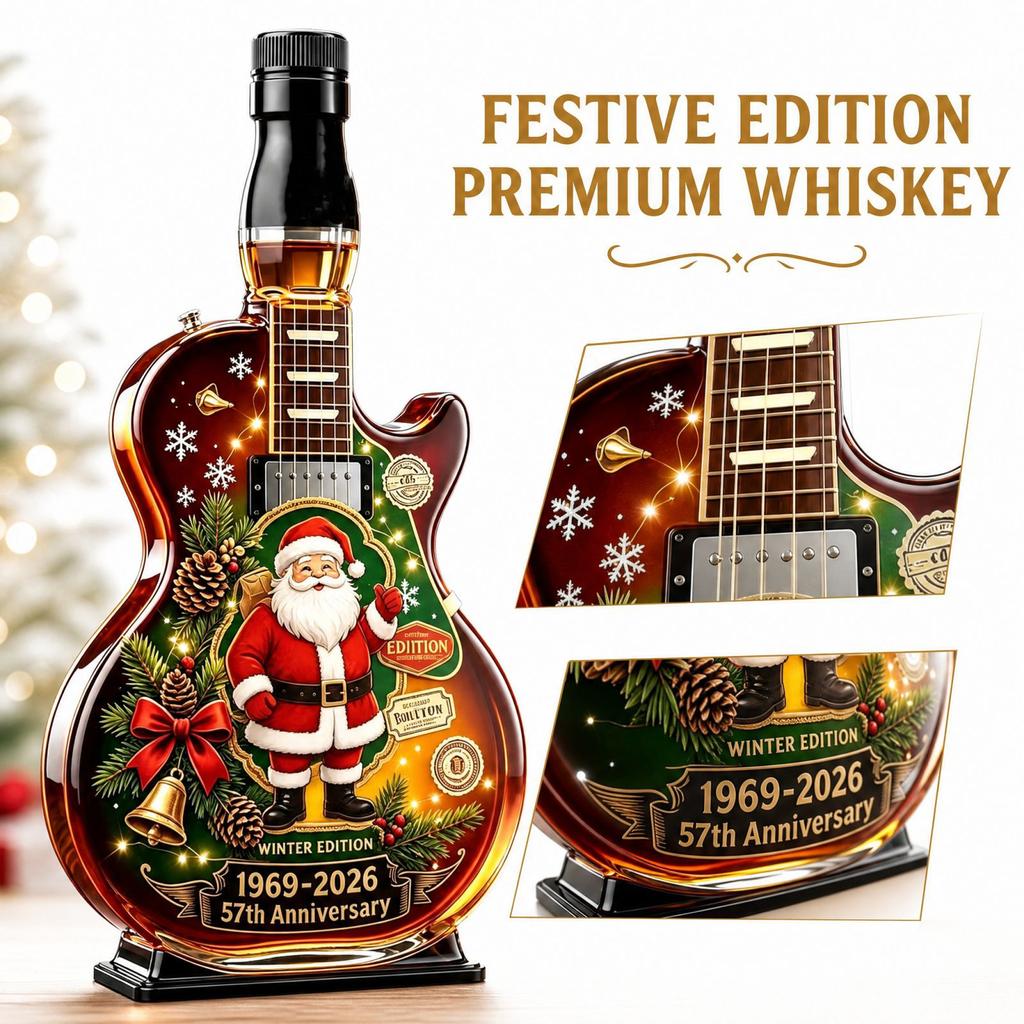 Guitar Shaped Glass Wine - Christmas Holiday Decorative Bottle for Home Bar