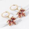 French Vintage Crystal Zircon Red Maple Leaf Earrings for Women Temperament Rhinestone Tassel Earrings Party Jewelry Bijoux Gift