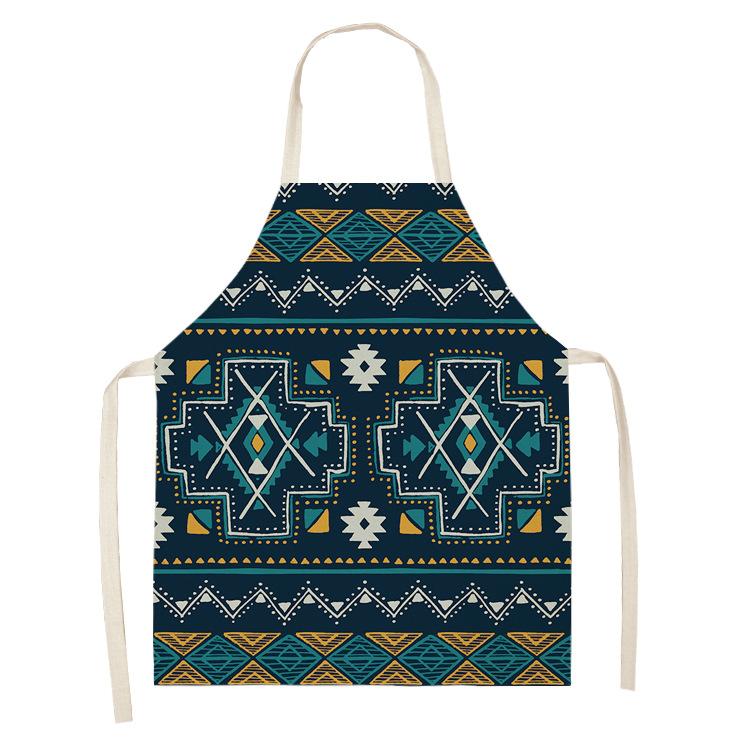 Mandala Geometric Printed Apron for Woman Home Cooking Baking Coffee Shop Cleaning Kitchen Cotton Linen Bibs