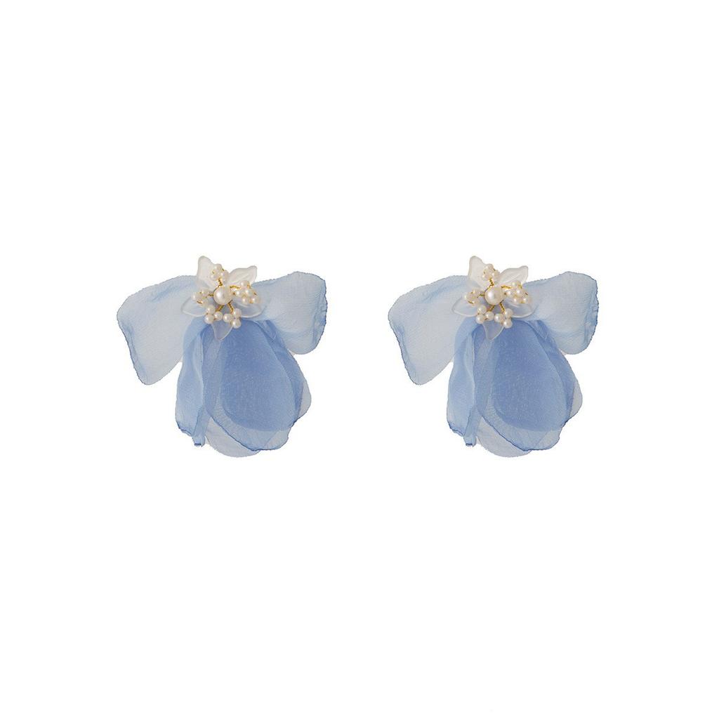 Silver Needle Tassel Flower Flower Fairy Earrings Female Pastoral Style Niche Handmade Temperament Exaggerated Earrings Female