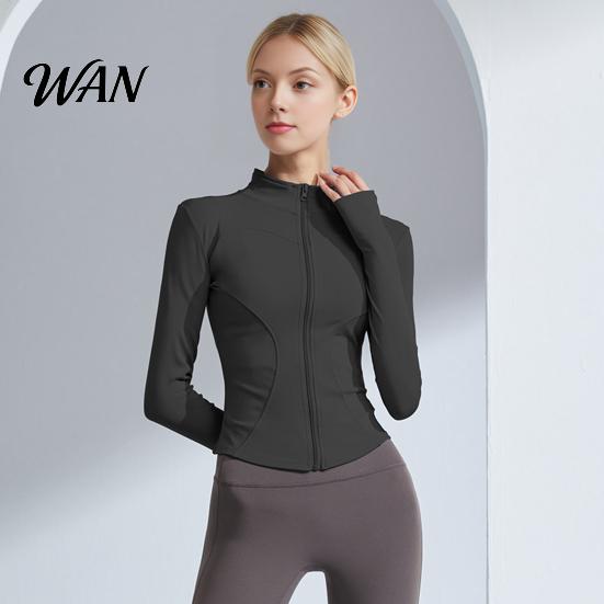 Thumb Hole Sleeves Yoga Top Women Long Sleeve Workout Tops Quick Dry Full Zip Crop Athletic Slim Sweat-wicking Wear Fit Shirts Sportwear with