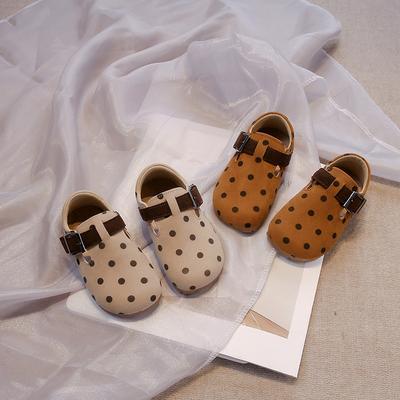 Scarpe basse da bambina a punta rotonda versatili scarpe di pelle per bambini moda casual antiscivolo scarpe per bambini fondo morbido chiusura a strappo
