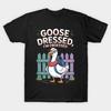 Men Black Print T-shirt Cartoon Porch Goose Lover Goose Dressed, I’M Obsessed No-Cut Transfer Paper Print Cotton Tshirt