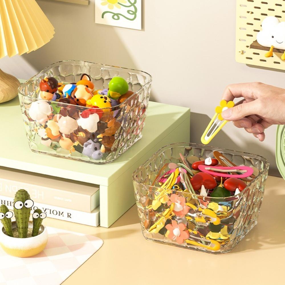 

Transparent Hair Jewelry Case Large Capacity Jewelry Organizer Box Desktop Storage Box Hair Band бежевий