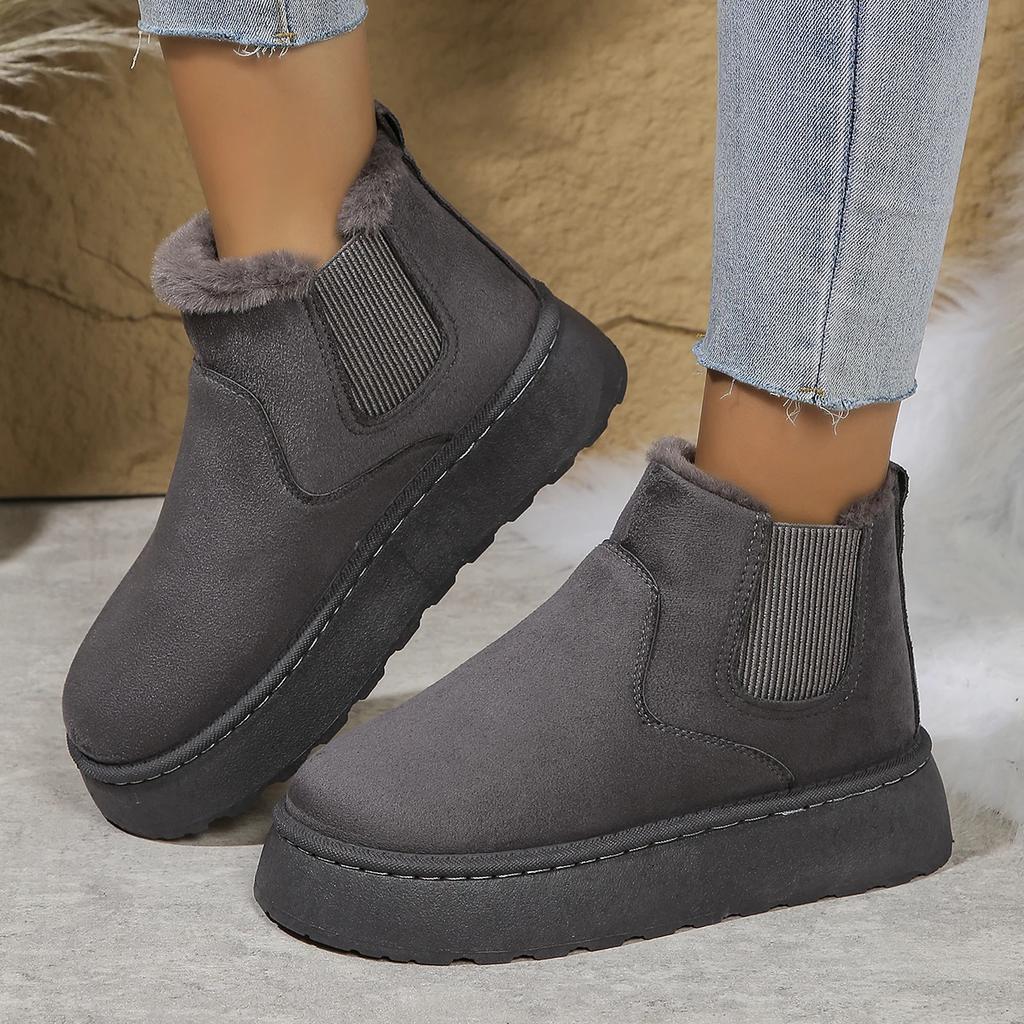 Fashion Winter Large Size Women's Snow Boots High-top Boots Thickened Plush Warm Outdoor Comfortable Ladies Cotton Shoes Brown Booties
