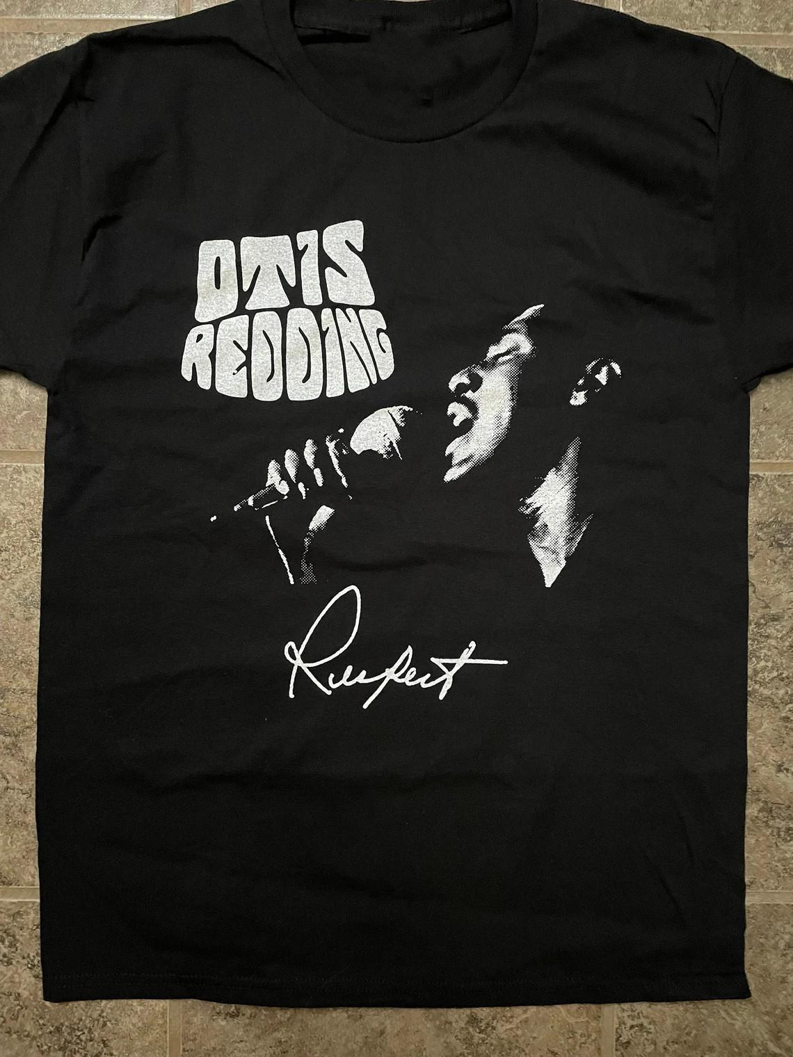 Vtg Otis Redding Live In Concert Cotton Black Full Size Unisex Shirt MM773 S