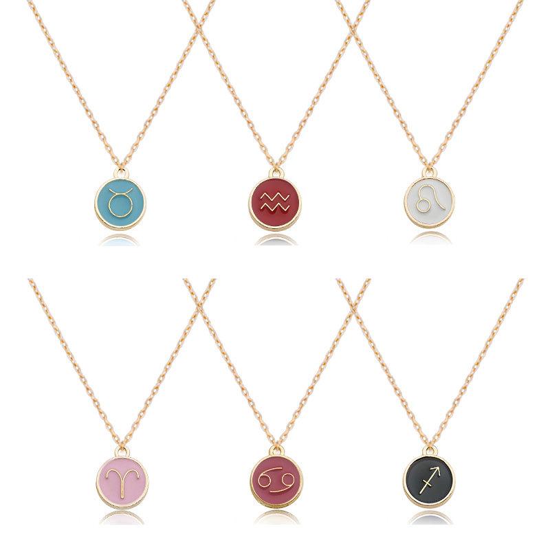 DIY Retro Alloy Jewelry Twelve Constellation KC Gold Multi-Color English Alphabet Pendants