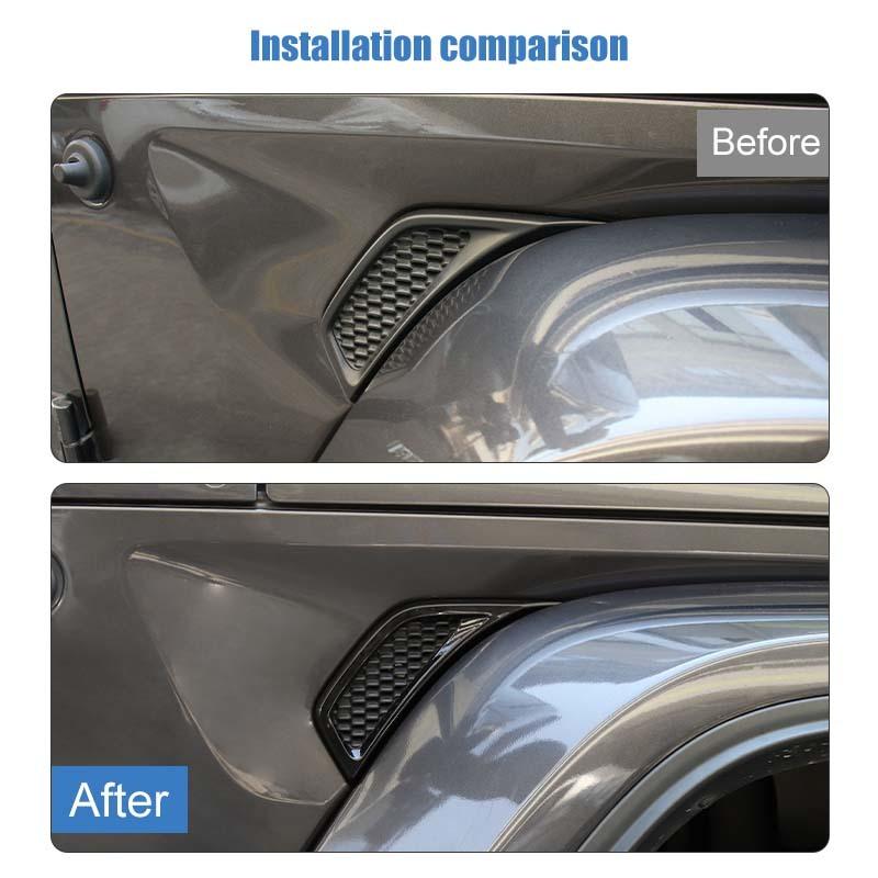 Car Hood Ornament Fender Air Vent Decoration Protective Cover For Jeep Wrangler JL JT Gladiator 2018 Up Car Exterior Accessories