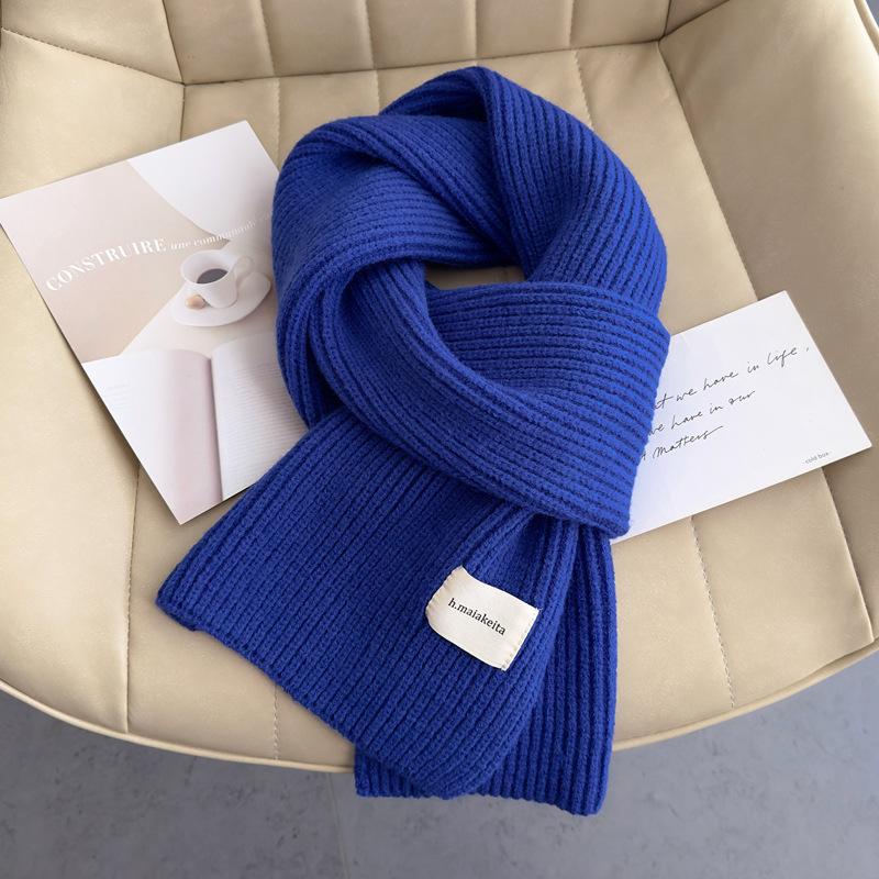 Male Female Student Child Autumn Winter Short Scarf Knitted Yarn New Year Celebration Pure Wine Red Scarf