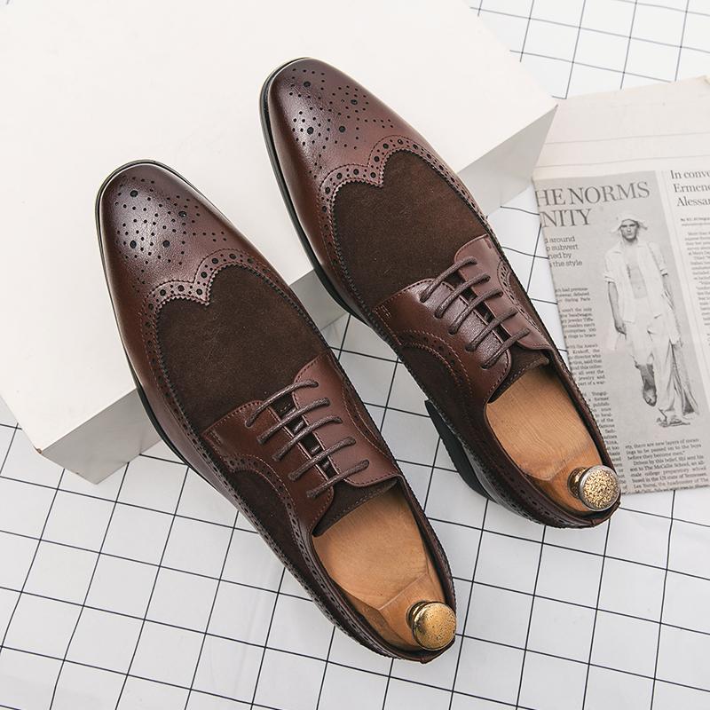 Golden Sapling Wedding Shoes Men Retro Dress Oxfords Leather Men's Casual Business Shoe Formal Flats Leisure Party Derby Flat