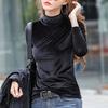 Basic Top Stretchy Coldproof Anti-pilling Women Velvet Pure Color Bottoming Shirt Streetwear