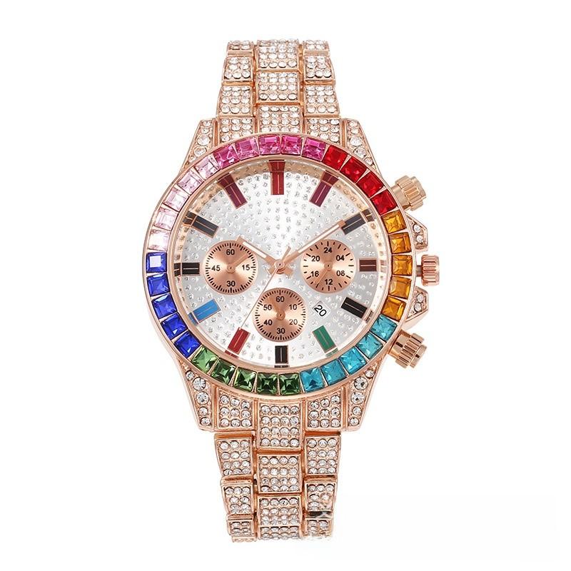 

Mens Quartz Watch With Calendar And Alloy Band For Casual Daily Wear розового золота