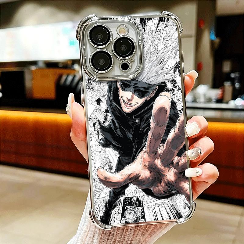 Anime Gojo Satoru JUJUSU Soft Phone Case For iPhone 15 16 17 Air 14 Pro Max 16E Plus 13 12 Mini Plating Anti-Fall Fundas