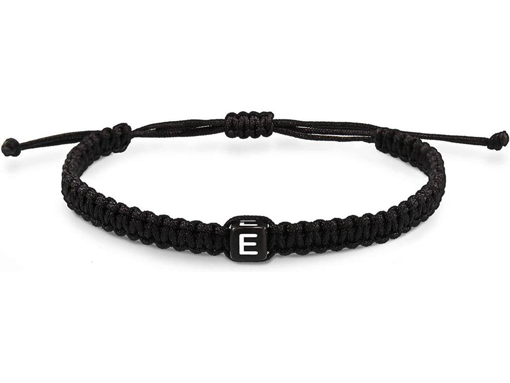 Acrylic Initial Letter Adjustable Woven Bracelet for Couples