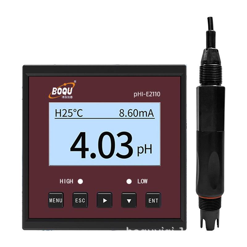 Bochu Instruments E2110 Industrial pH Meter - Water Quality Online Monitor with Display