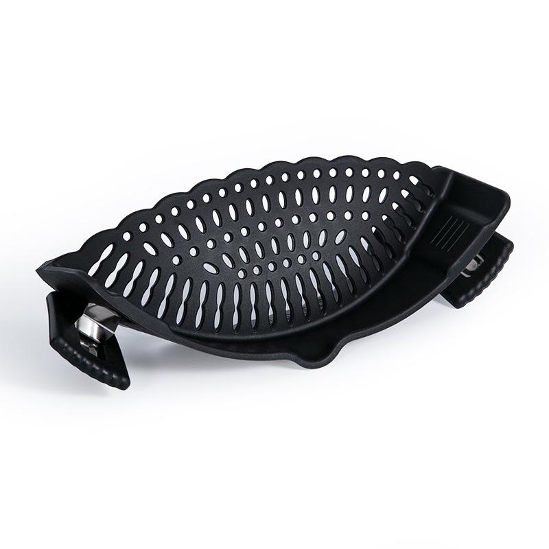 

Silicone Clip On Pan Strainer Heat Resistant Food Draining Coliper For Pasta Vegetables & Pot Draining Universal Fit Kitchen Ga