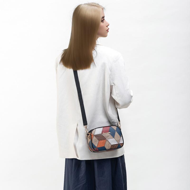 Three zipper versatile fashion messenger bag popular splicing women's shoulder bag casual letter mark change bag batch