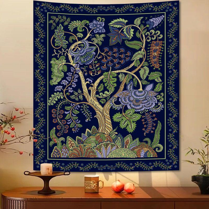 Green Tree Of Life Wall Tapestry Mandala Boho Hippie Meditation Home Decor Artistic Gift Soft Durable Cozy Aesthetic Cute