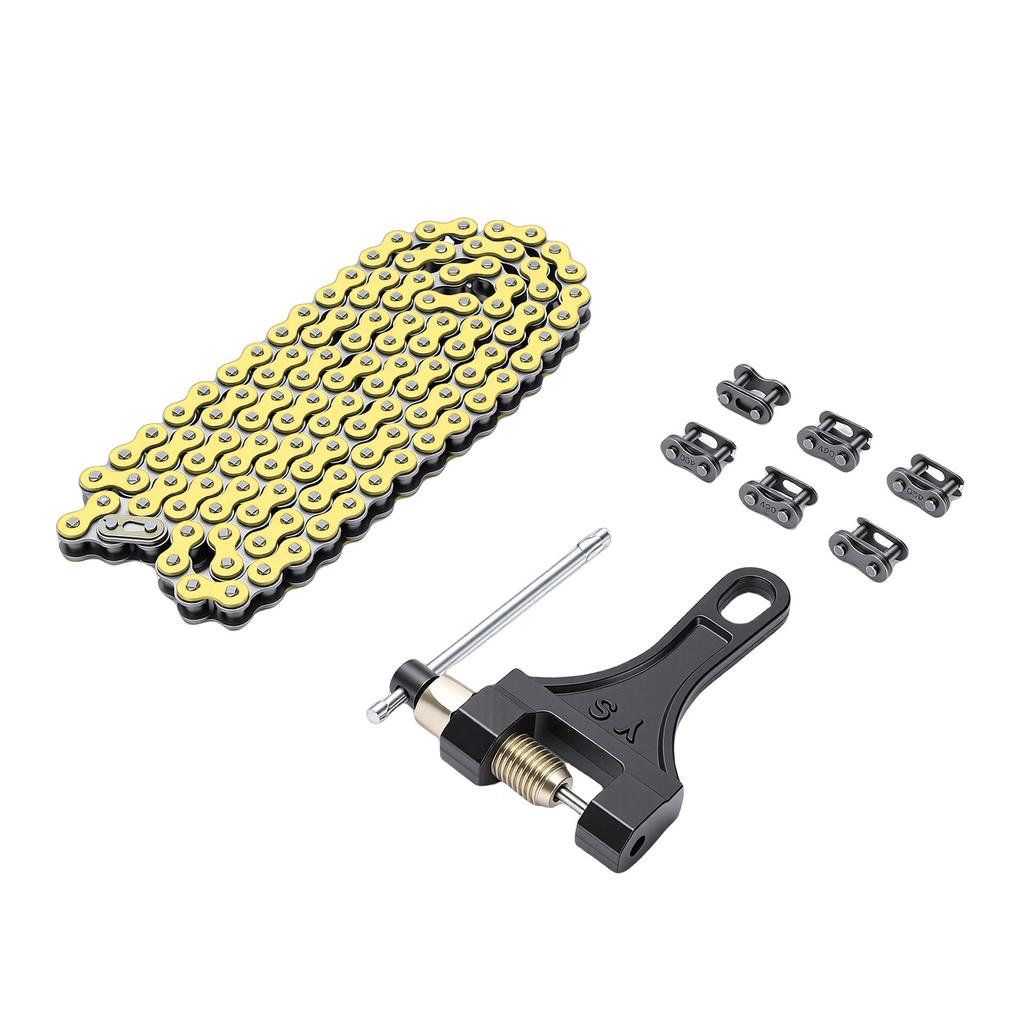 420 Motorcycle Chain 120 Links Steel 6 Master Links Roller Chain Replacement for CRF150 Grom 50ml 70ml 90ml 110ml 125ml