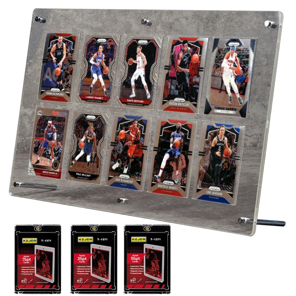 REDICE Display UV Card Includes 3 Magnetic Display Card Trading Card 2mm Thick 10 Cards 3 Magnetic Screw-Down Case, Protection, 35-75PT Compatible,