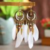 Bohemian Long Feather Leaf Dangle Earrings For Women Beach Beaded Handmade Geometric Enamel Drop Wedding Earrings Pendientes